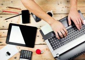 Workplace, Man working on the laptop